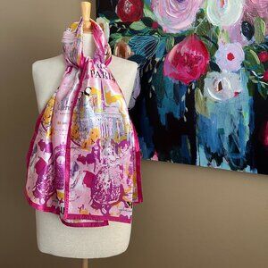 Beautiful Pink Scarf WIth Parisian Theme